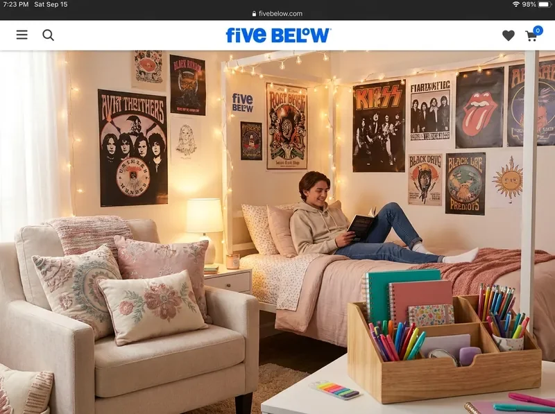 Teen room refresh with string lights, posters, and colorful desk accessories